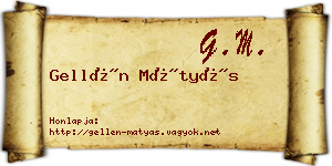 Gellén Mátyás névjegykártya